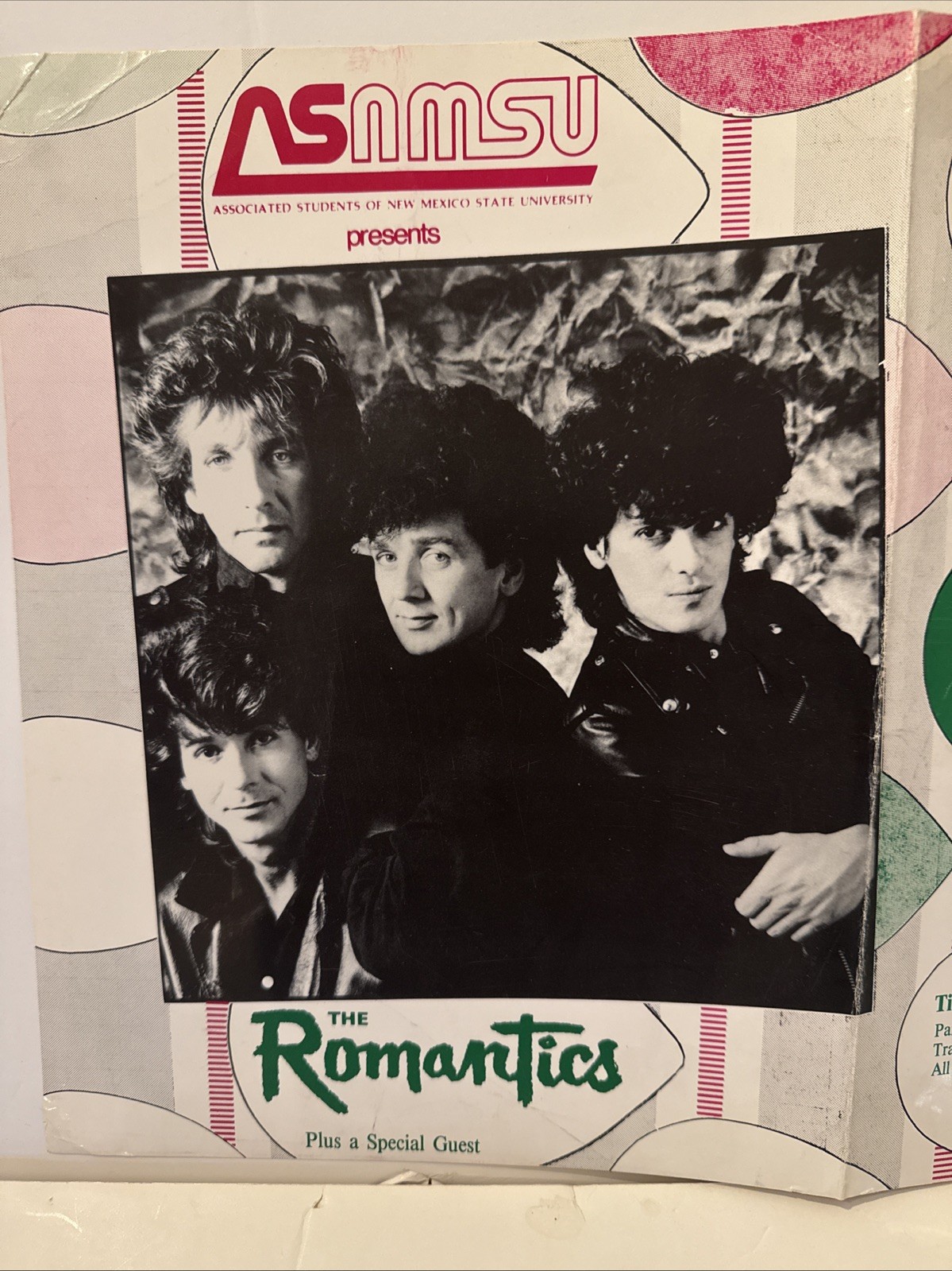 The Romantics 1985 Signed Autographed Tour Poster New Mexico Nov 24
