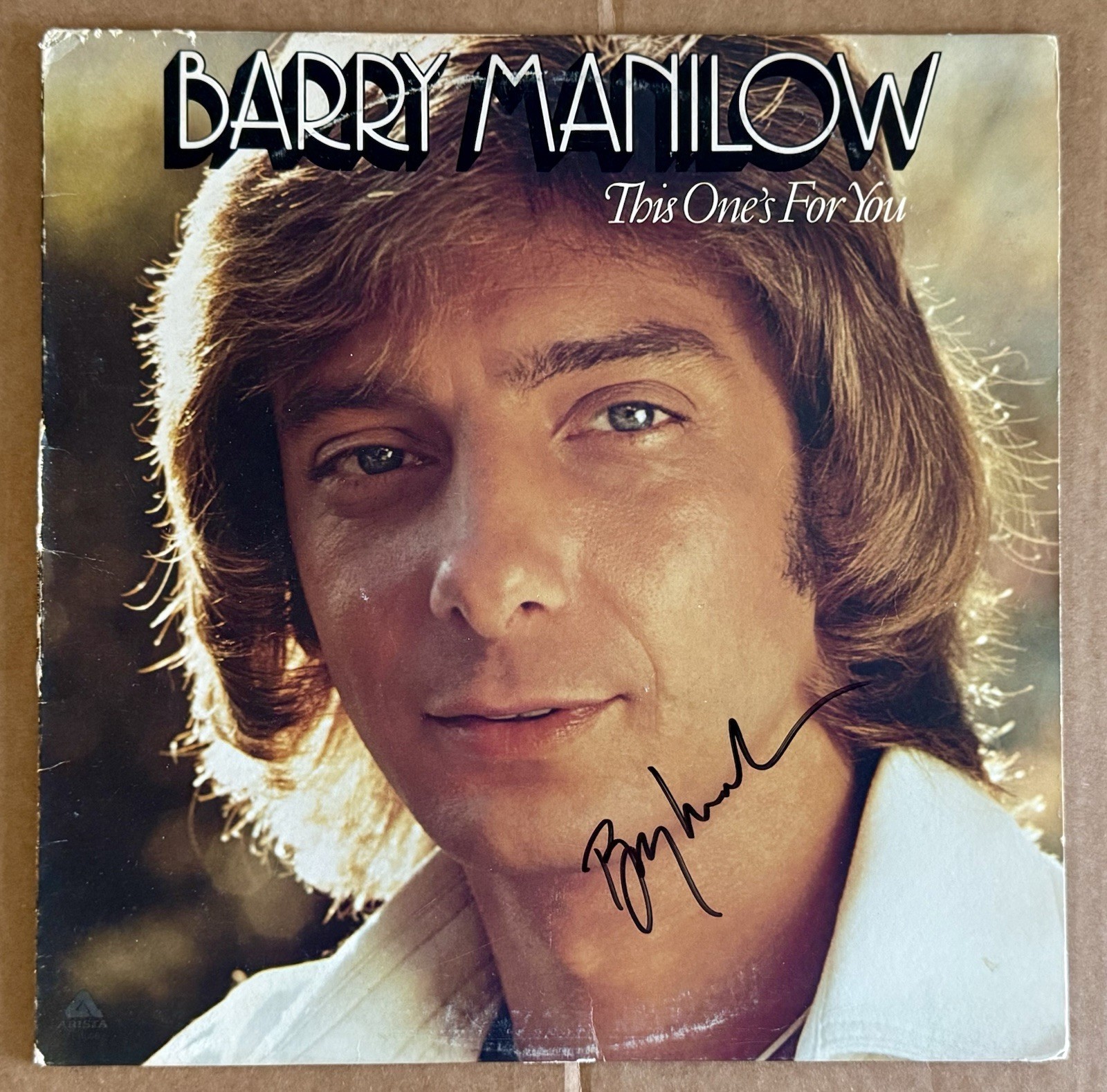 BARRY MANILOW HAND SIGNED LP ALBUM VINYL THIS ONE’S FOR YOU DAYBREAK LOVE SONGS