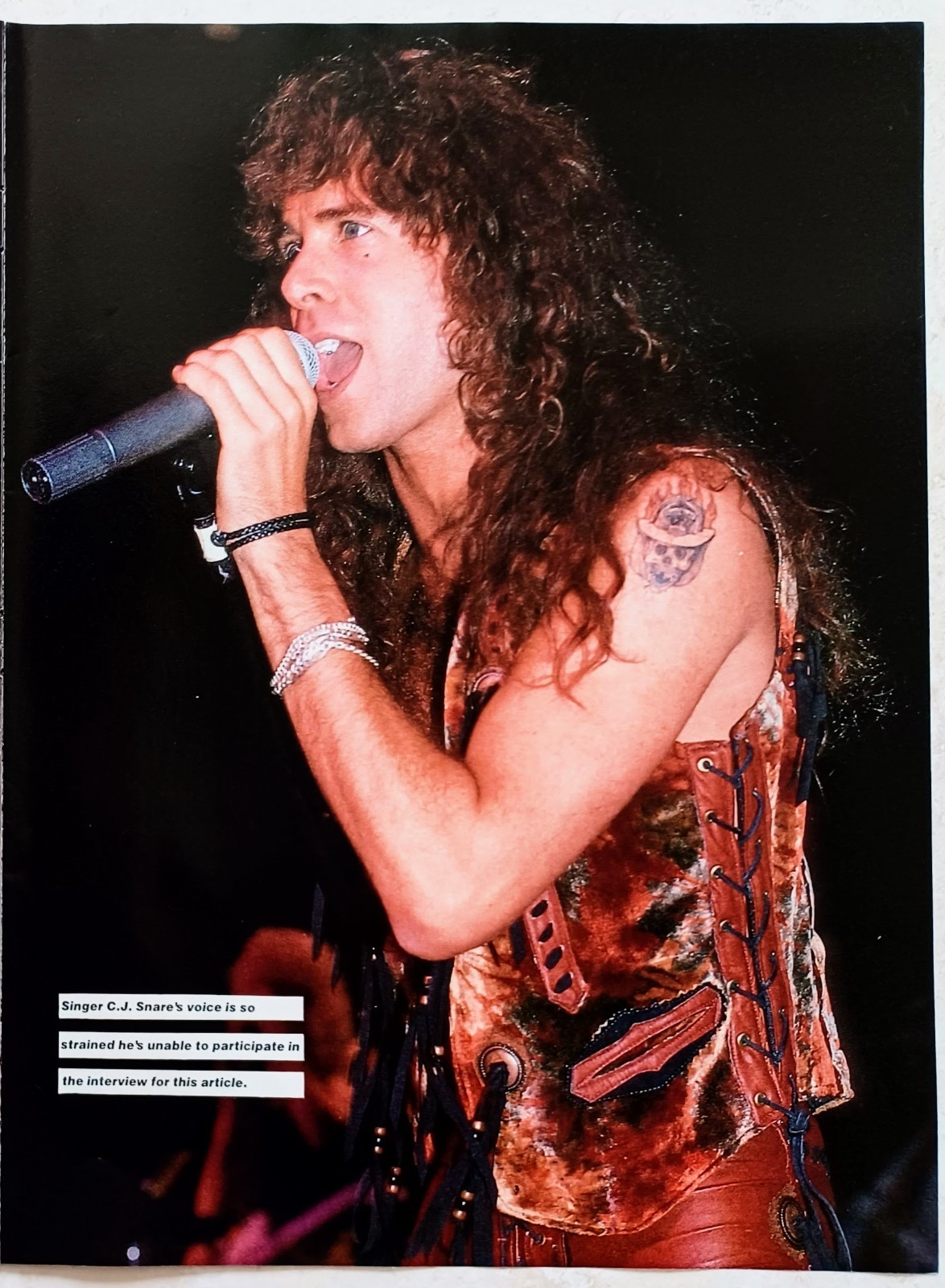 FIREHOUSE~C.J. SNARE LIVE~ORIG 1992 POSTER~VTG FULL PAGE MAGAZINE PINUP CLIPPING