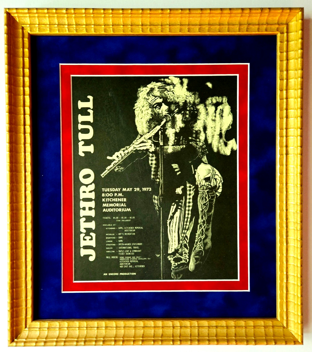 Scarce Museum Quality 1973 Jethro Tull Kitchener Auditorium Ontario AOR Poster