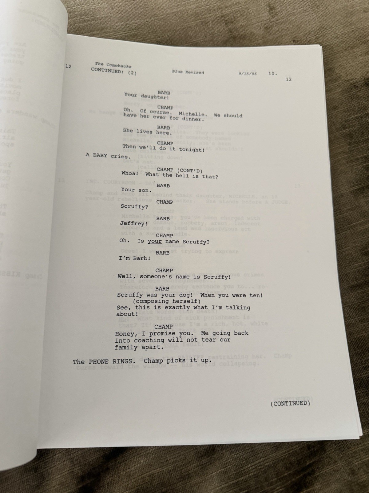 The COMEBACKS Script by John Aboud & Michael Coulton
