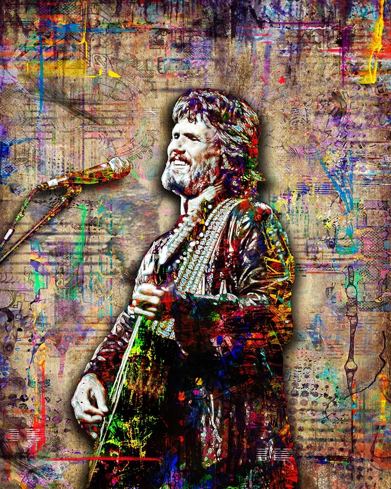 KRIS KRISTOFFERSON 8x10in Poster, Kris Kristofferson Country Art Free Shipping