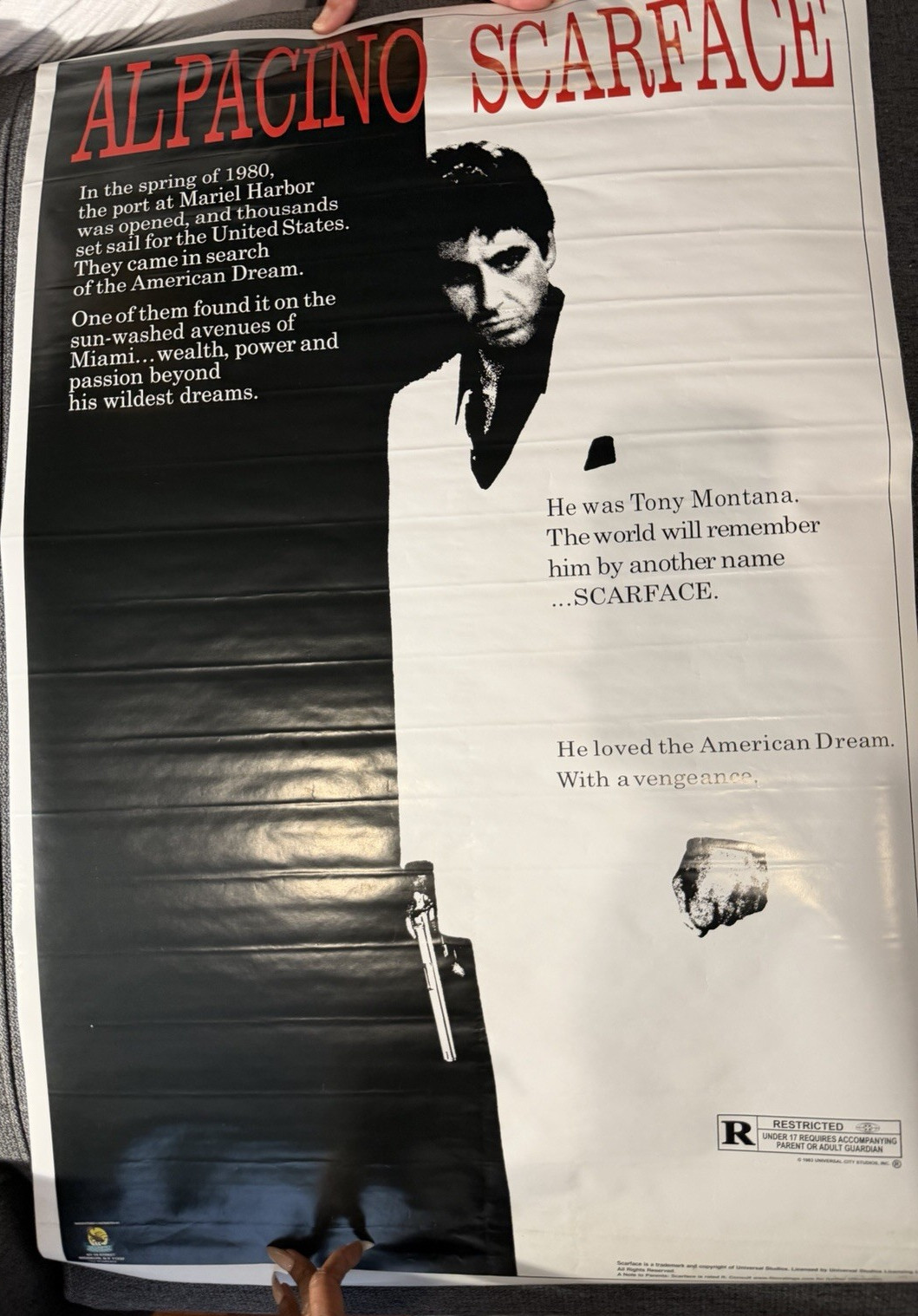 Scarface Al Pacino Original US One Sheet Movie Poster 27 x 41 in