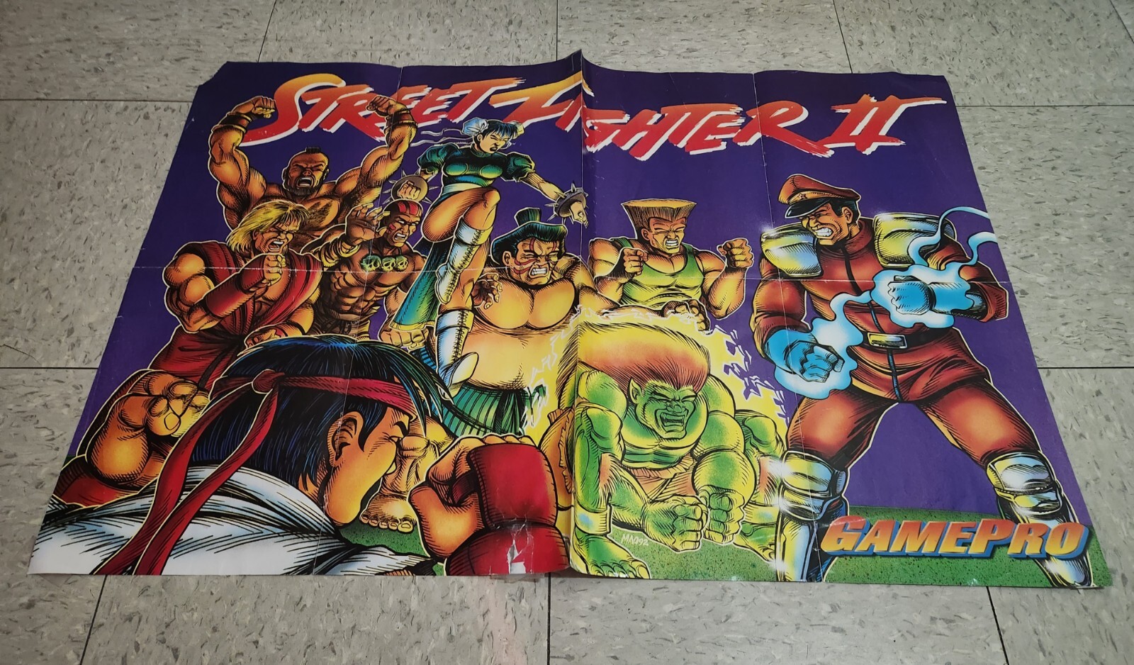 Street Fighter II Original 1992 December Game Pro magazine double sided poster