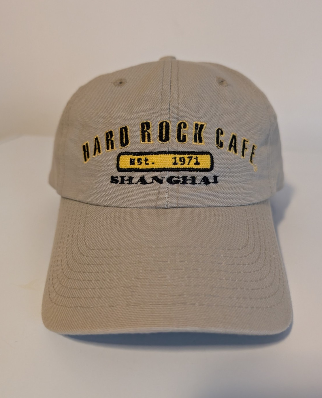 Vintage RARE Cap Hat, HARD ROCK CAFE SHANGHAI CHINA, Tan, Khaki adjustable strap