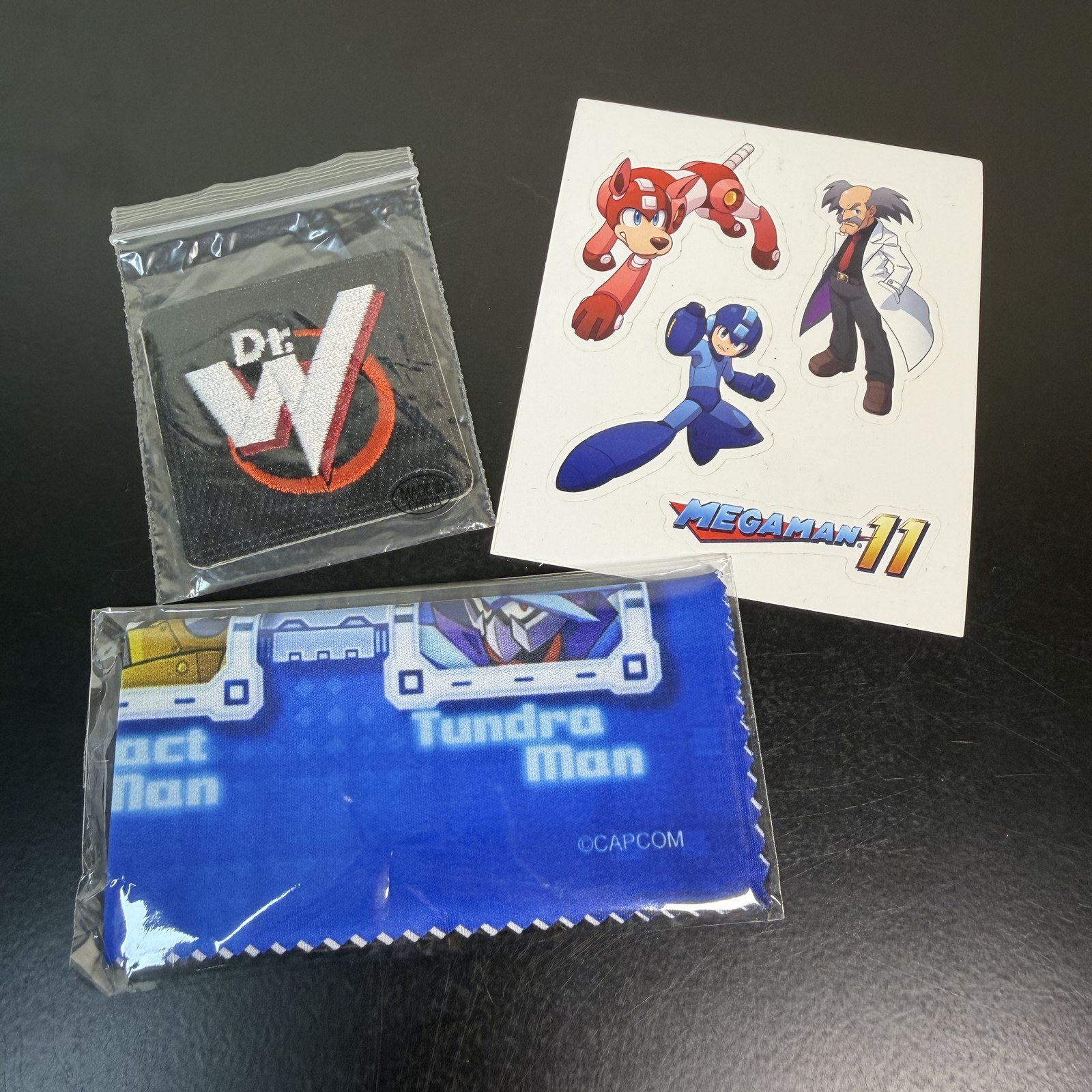 Mega Man 11 Collector’s Edition Patch, Stickers, & Microfiber Cloth Capcom ONLY