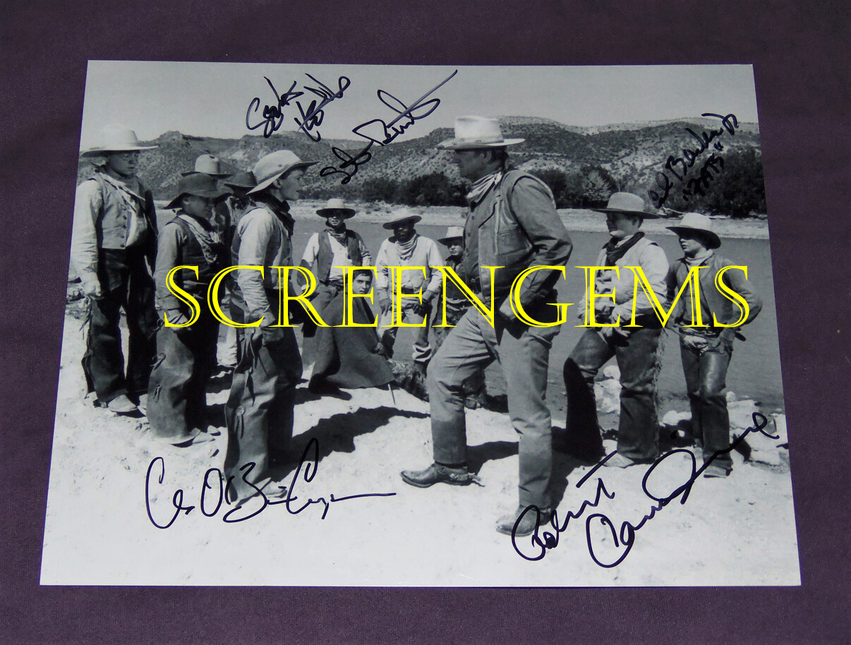 “The Cowboys” John Wayne signed photo 5 actors Robert Carradine western RARE!