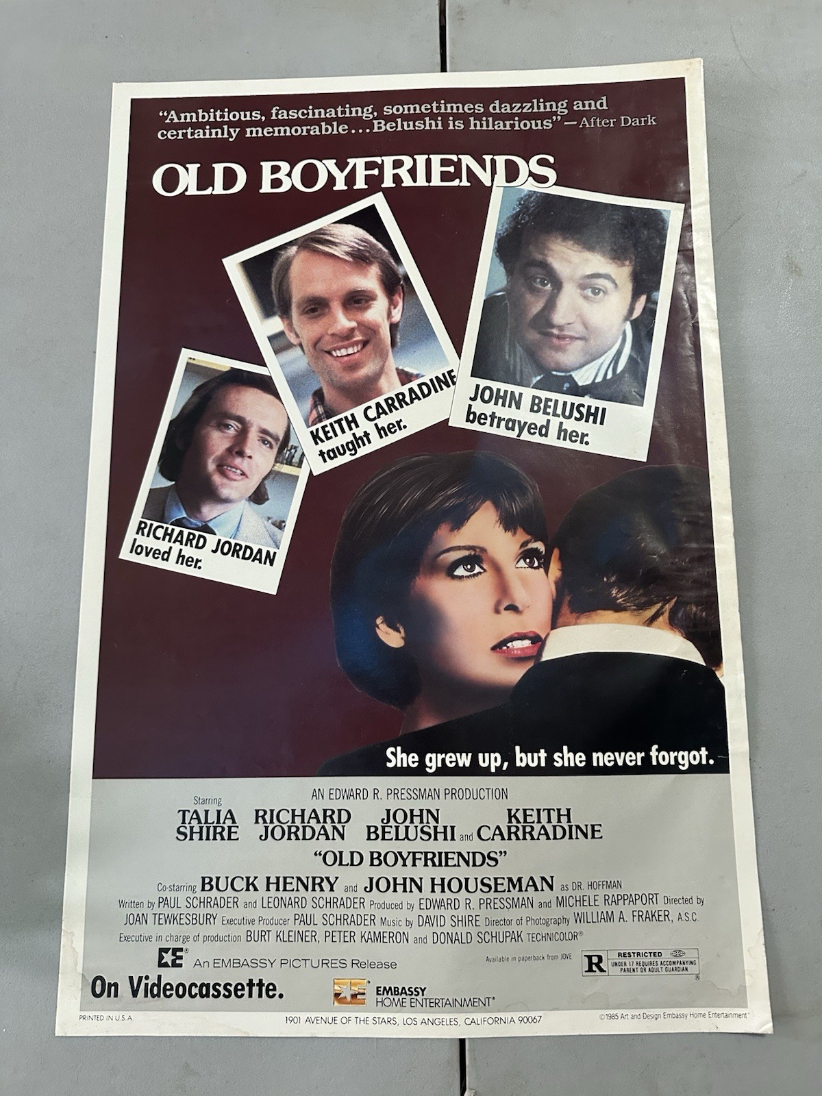 Old Boyfriends 1985 Promo Poster – Belushi, Carradine, Shire, Jordan