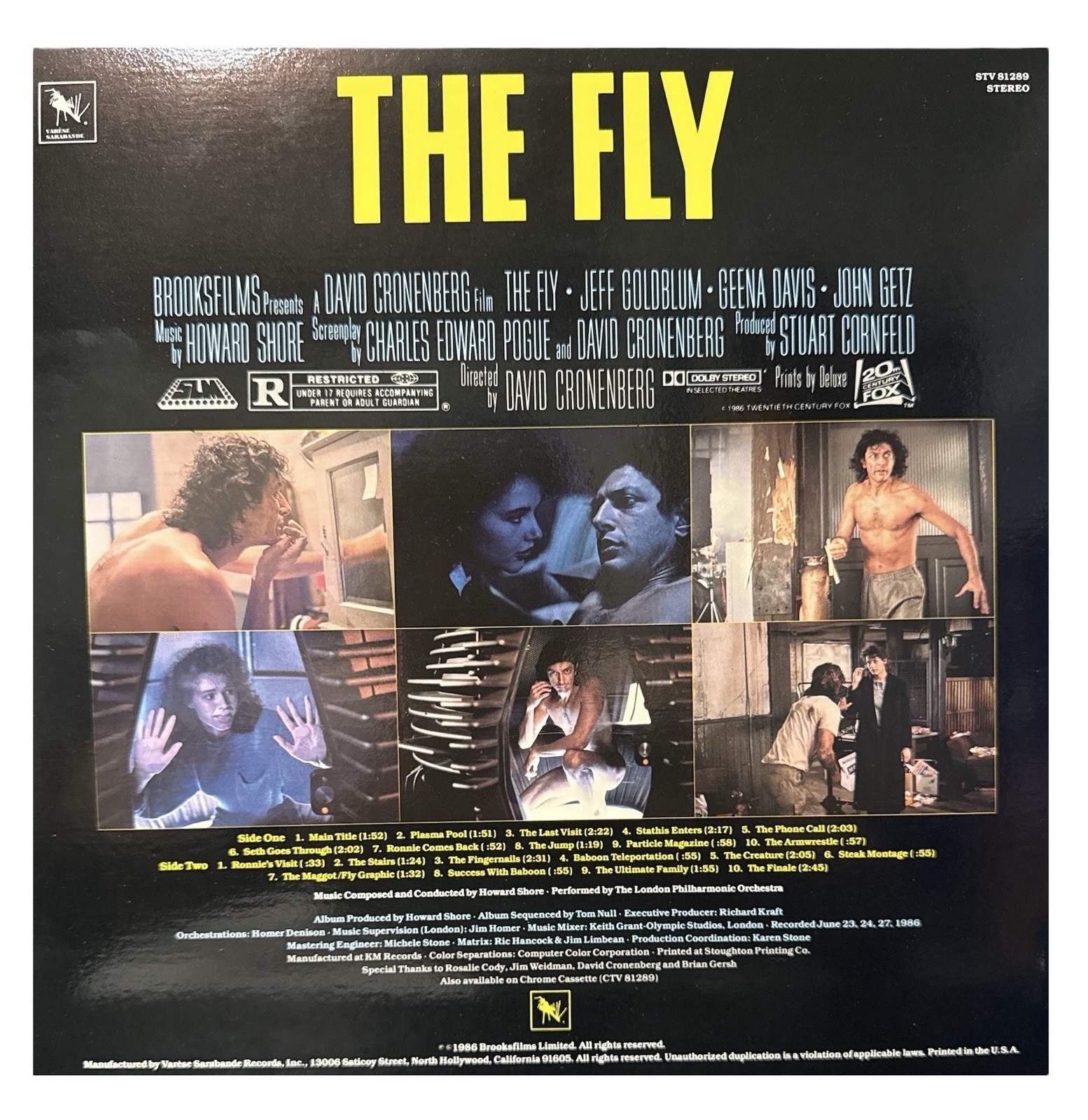 David Cronenberg Signed The Fly Soundtrack LP Vinyl Howard Shore Score PSA COA