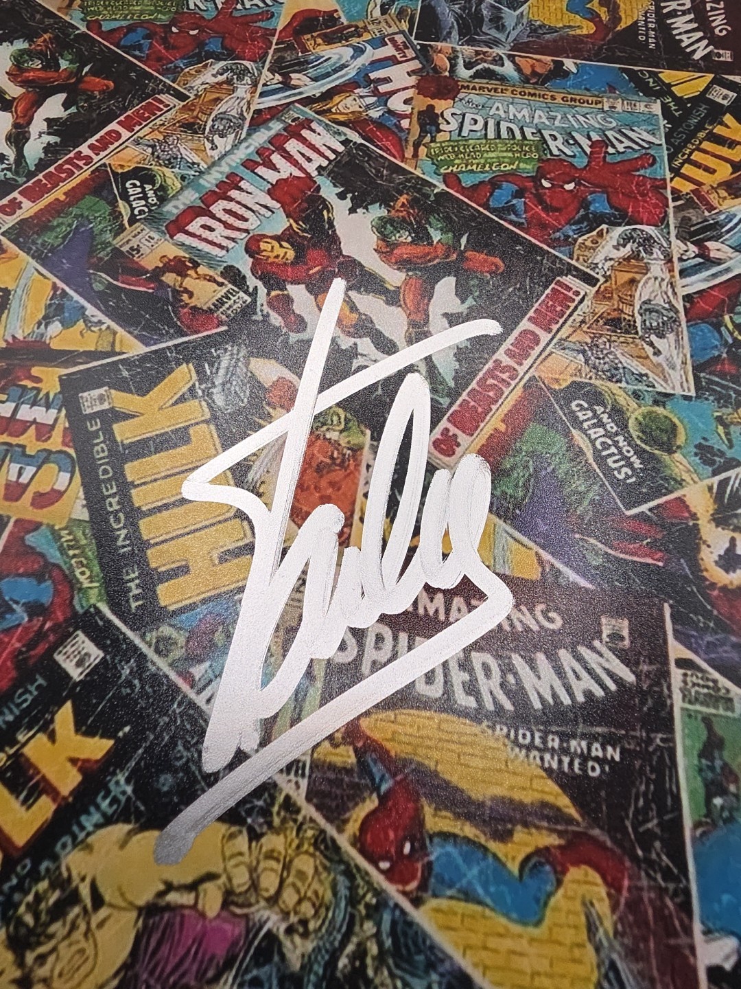 Stan Lee Vintage Signed Comic Book Collage Promo Autographed Photo w/ COA