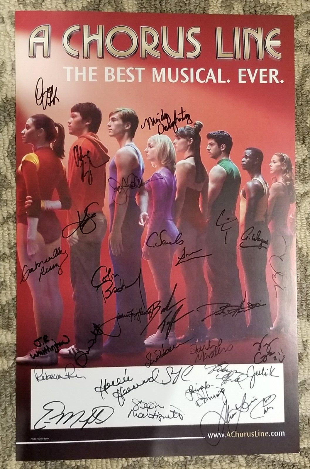 A CHORUS LINE MUSICAL 2008 CAST SIGNED 14X22 POSTER BOARD 30 SIGNATURES