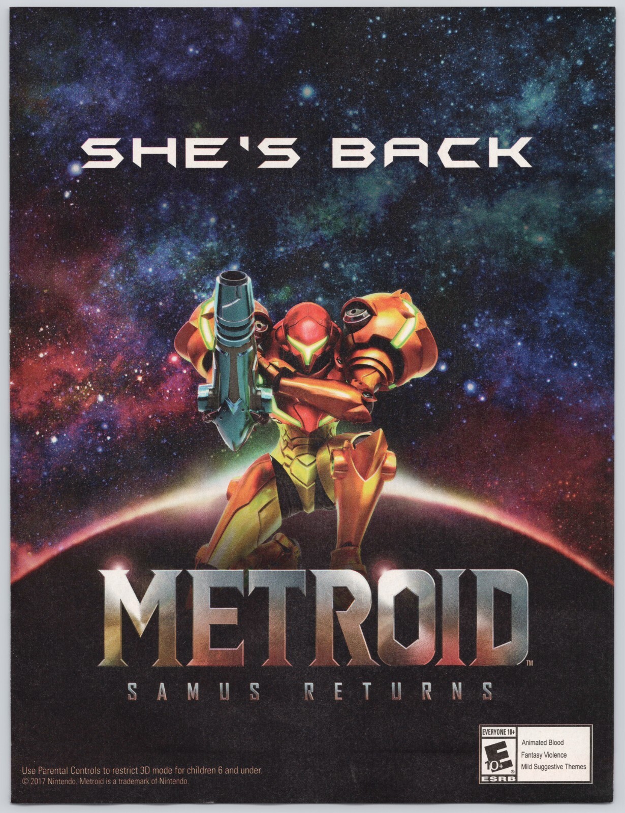 Print Ad Metroid Samus Returns Nintendo 3DS Wall Art Classic Promo Art