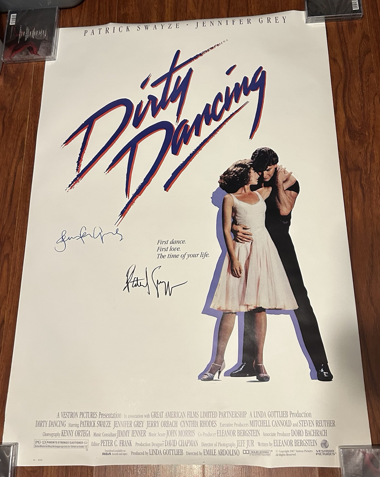 DIRTY DANCING PATRICK SWAYZE + JENNIFER GREY SIGNED MOVIE POSTER JOHNNY BABY
