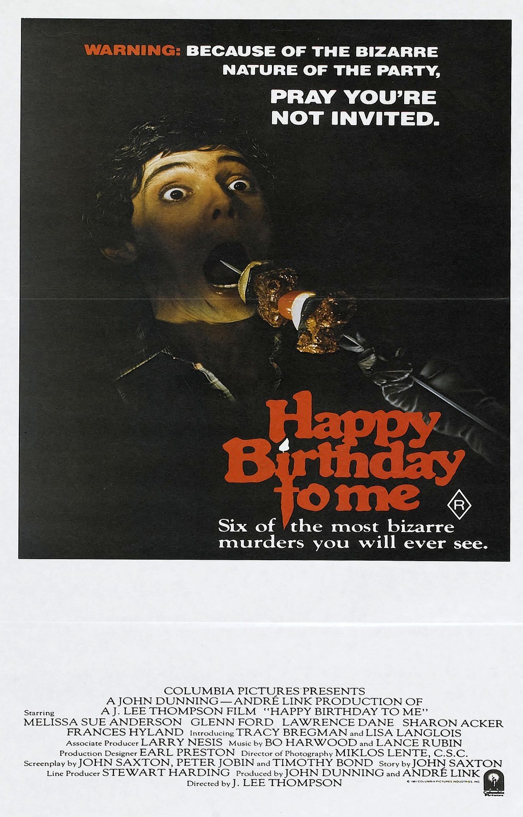 HAPPY BIRTHDAY TO ME Movie Poster Horror Slasher