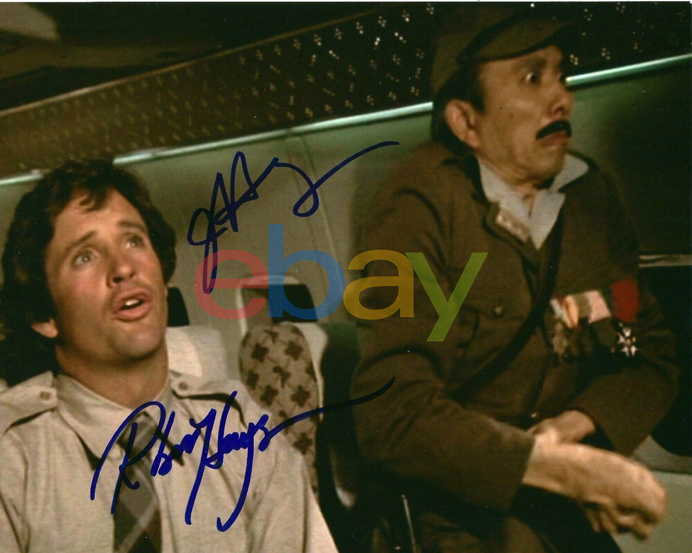 ROBERT HAYS JAMES HONG AUTOGRAPHED SIGNED AIRPLANE 8X10 PHOTO reprint