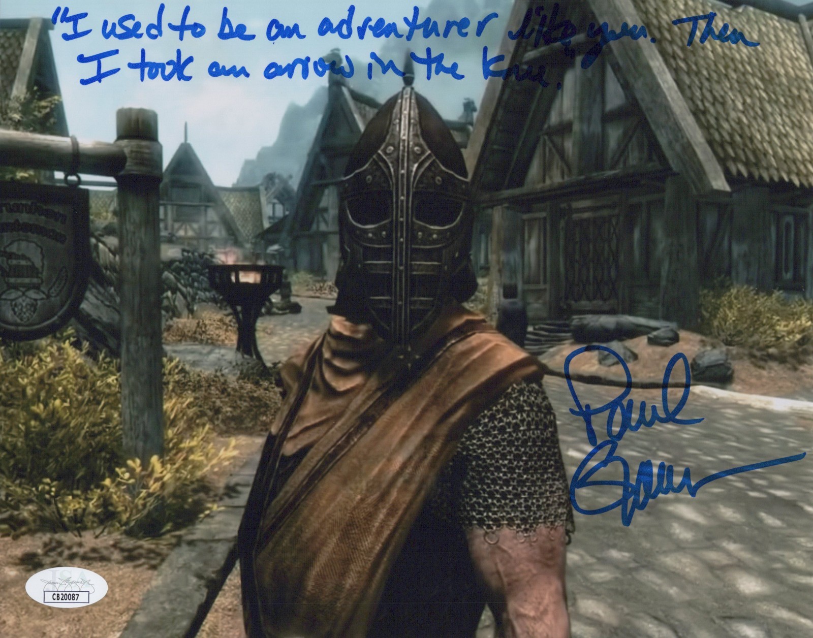 Paul Ganus Signed 8×10 Elder Scrolls V: Skyrim “Arrow in the Knee” Meme JSA COA