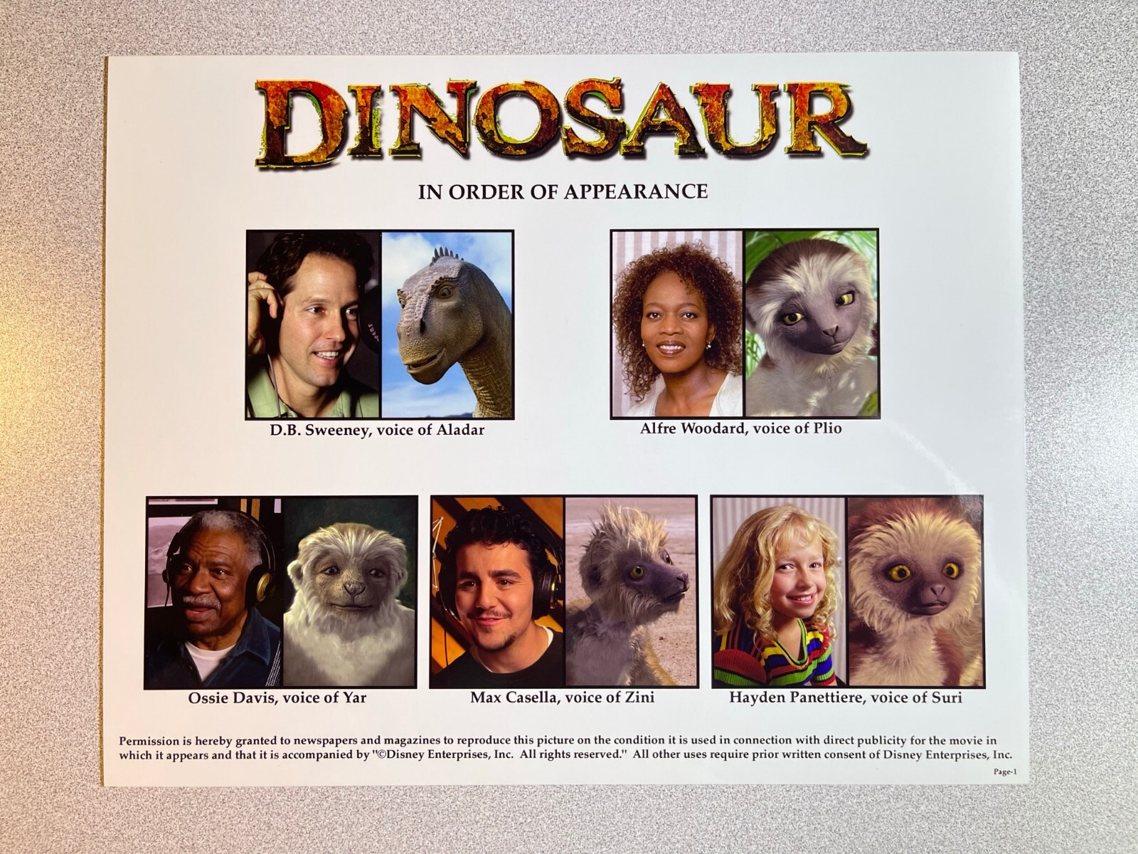 Disney’s Dinosaur Press Kit 2000 – Includes 8 Glossy Stills