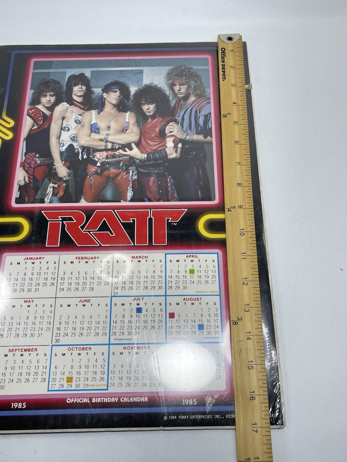 SEALED 1985 RATT CALENDAR LICENSED BY FUNKY BIRTHDAY CALENDER 17″x12″ 1984