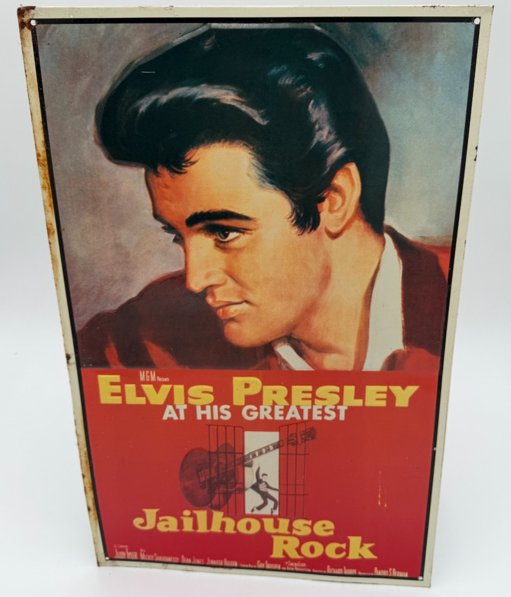 1994 Elvis Presley Jailhouse Rock Tin Sign 17×11 Turner Entertainment Co Vintage