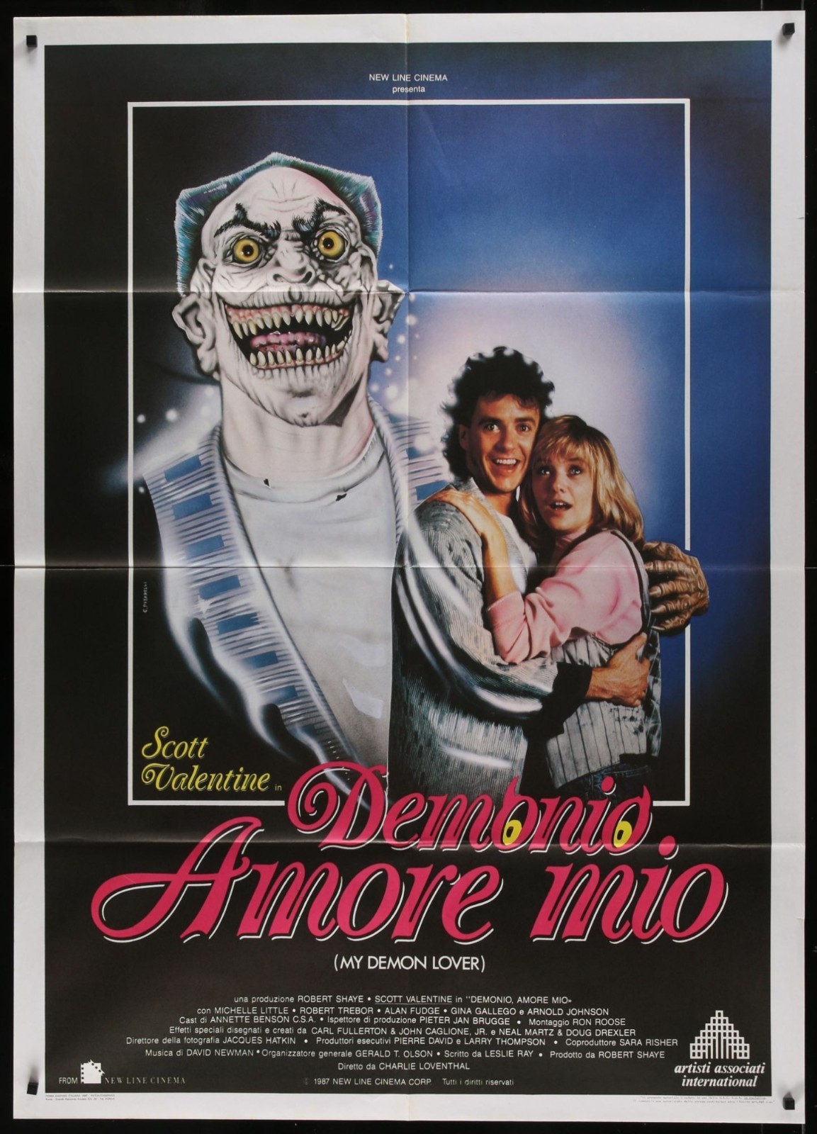 My Demon Lover (1987) Original Italian 1P Movie Poster Folded 39×55