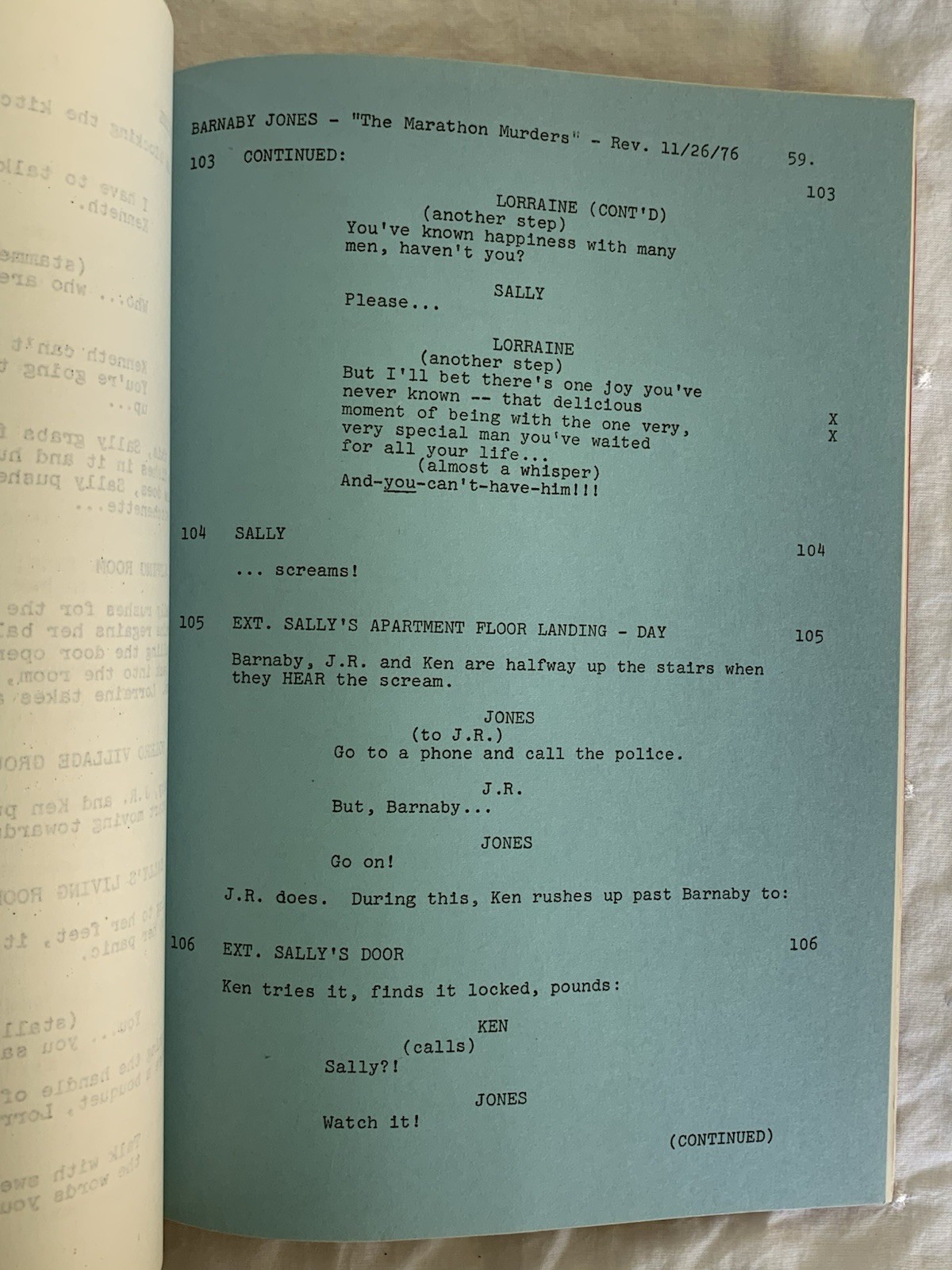 BARNABY JONES / Buddy Ebsen Signed THE MARATHON MURDERS /TV Script