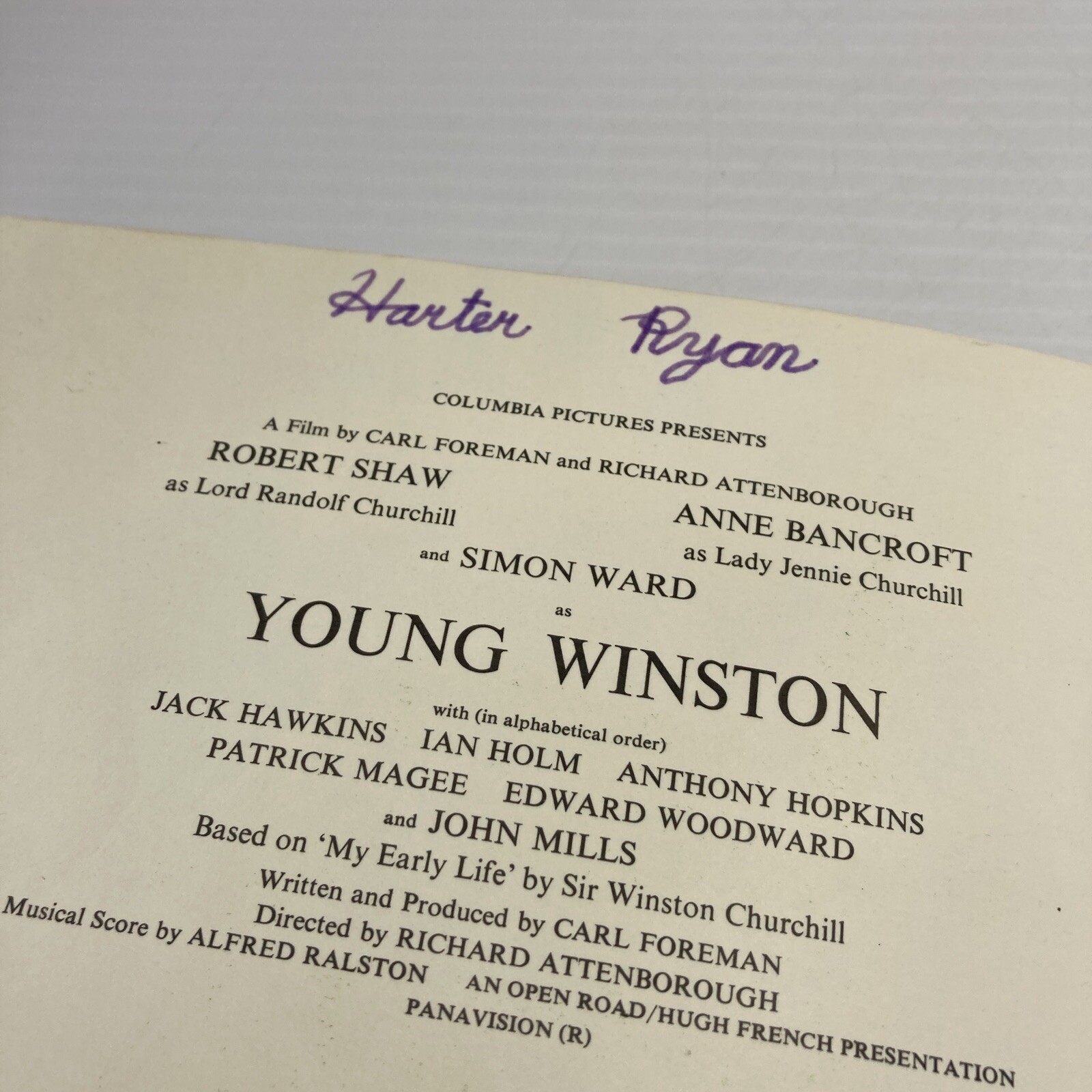 Young Winston 1972 Movie Program Brochure Simon Ward as Winston Churchill