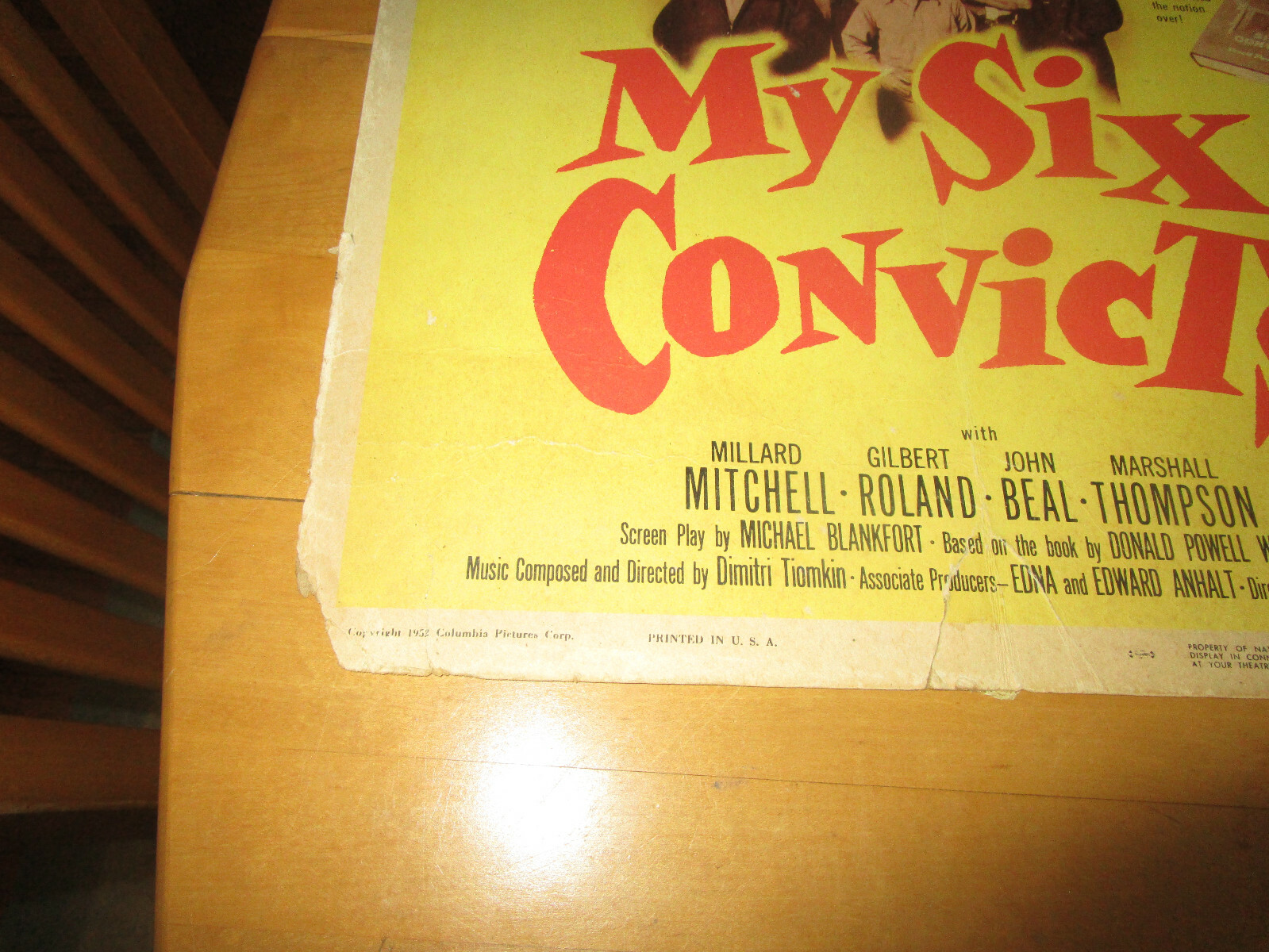 Stanley Kramers My Six Convicts Gilbert Roland John Beal 1953 17×14 Window Card