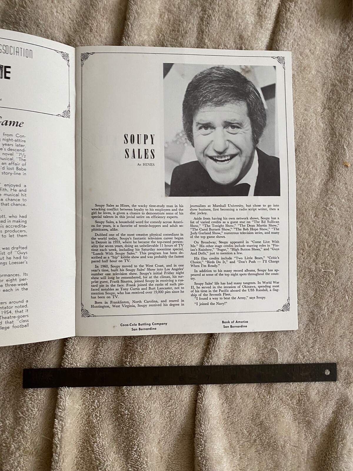 The Pajama Game Program. San Bernardino Civic Light Opera. Soupy Sales
