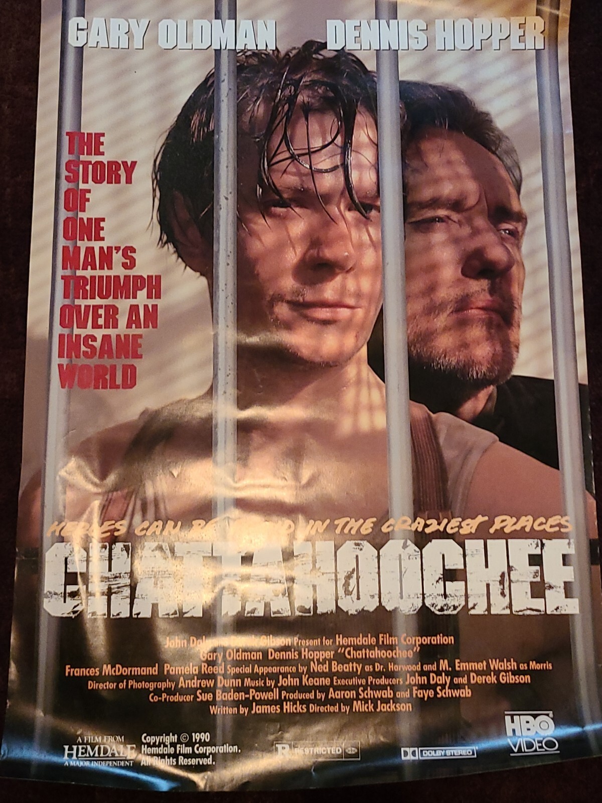 Chattahoochee Movie Poster 27″x 39 1/2″ STARING GARY OLDMAN @ DENNIS HOPPER