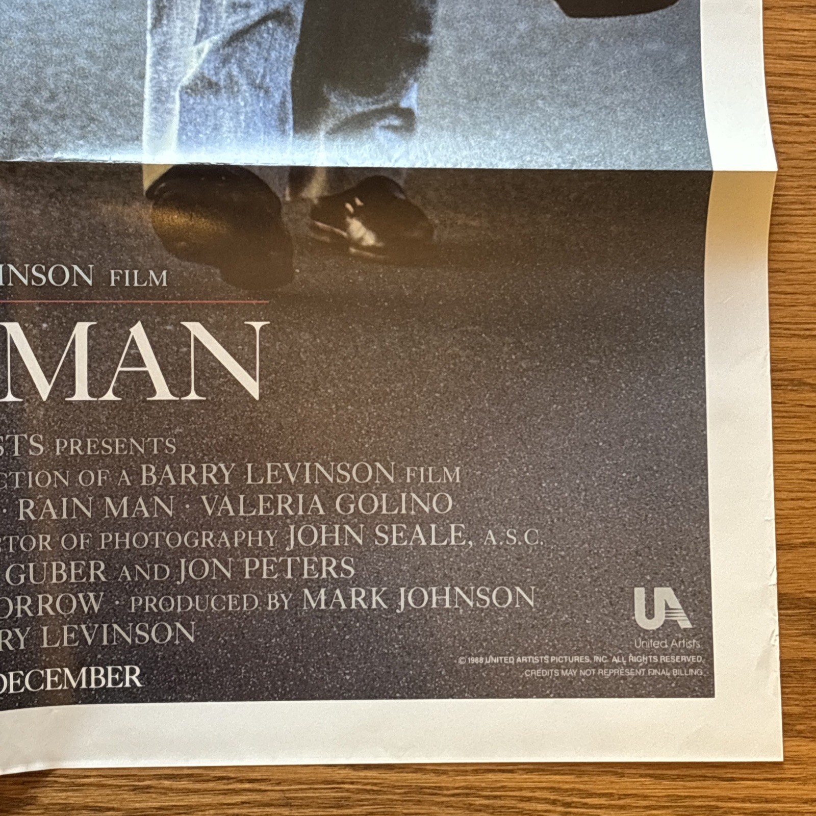 Rain Man 1988 folded one sheet movie poster 27×41 Dustin Hoffman Tom Cruise