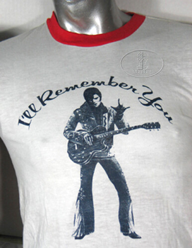 Original ELVIS PRESLEY 1980s Souvenir T-Shirt Red Size Small