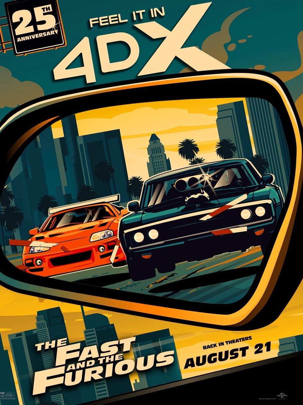 2001 The Fast And The Furious Movie Poster 11X17 Paul Walker Vin Diesel 🚓🍿