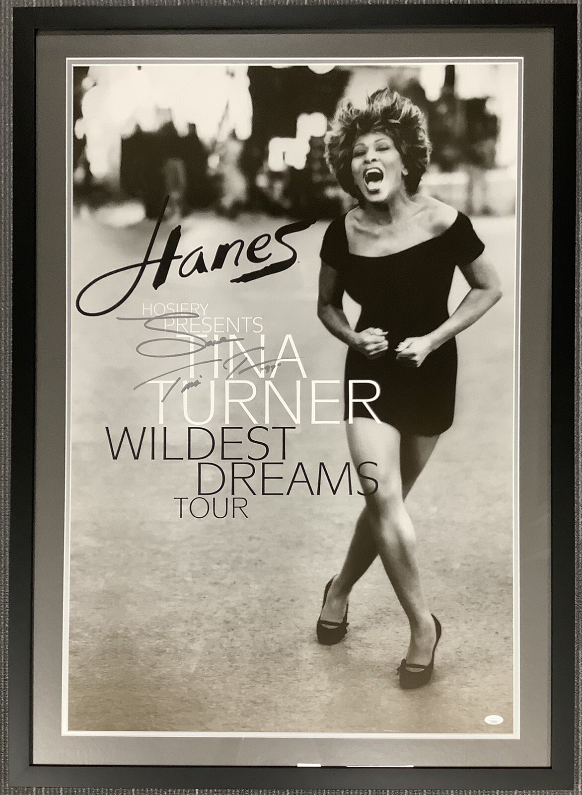 Tina Turner Signed Poster Hanes Wildest Dreams Tour Auto Ike Rock HOF JSA Framed