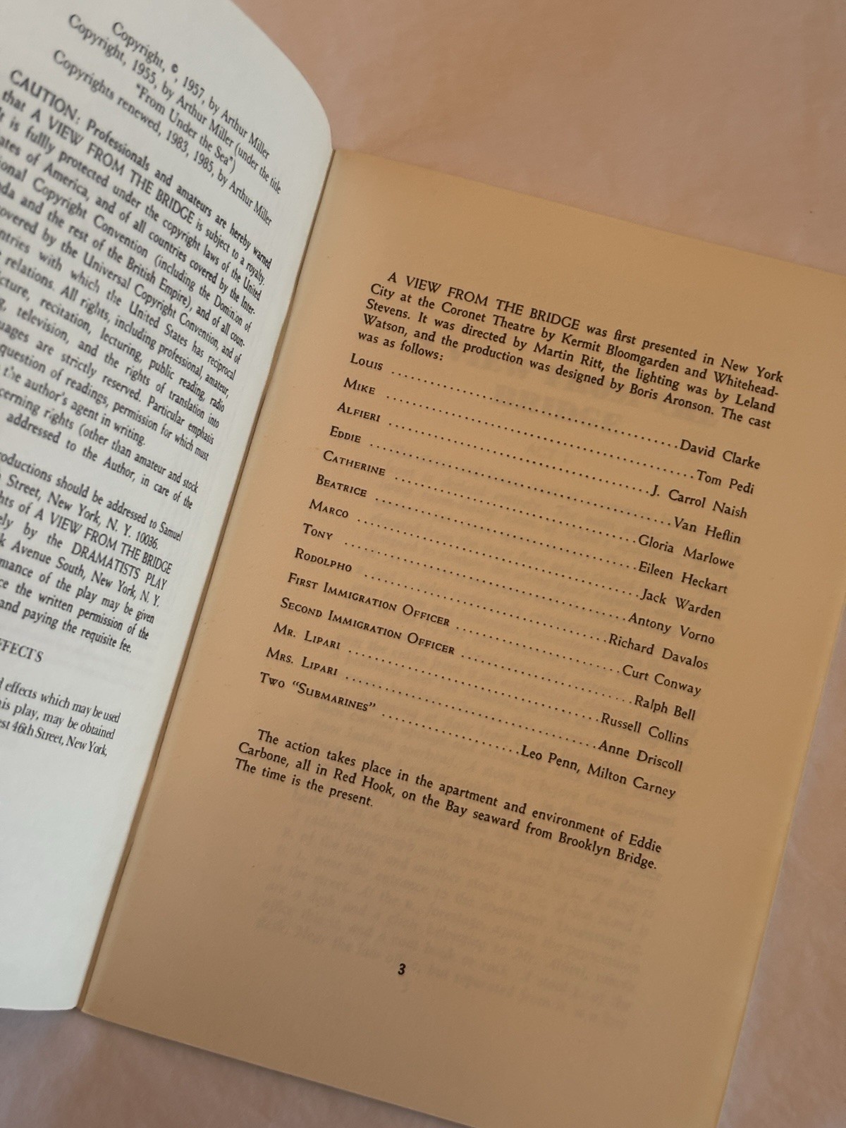A VIEW FROM THE BRIDGE Arthur Miller – Dramatists Play Service Acting Edition