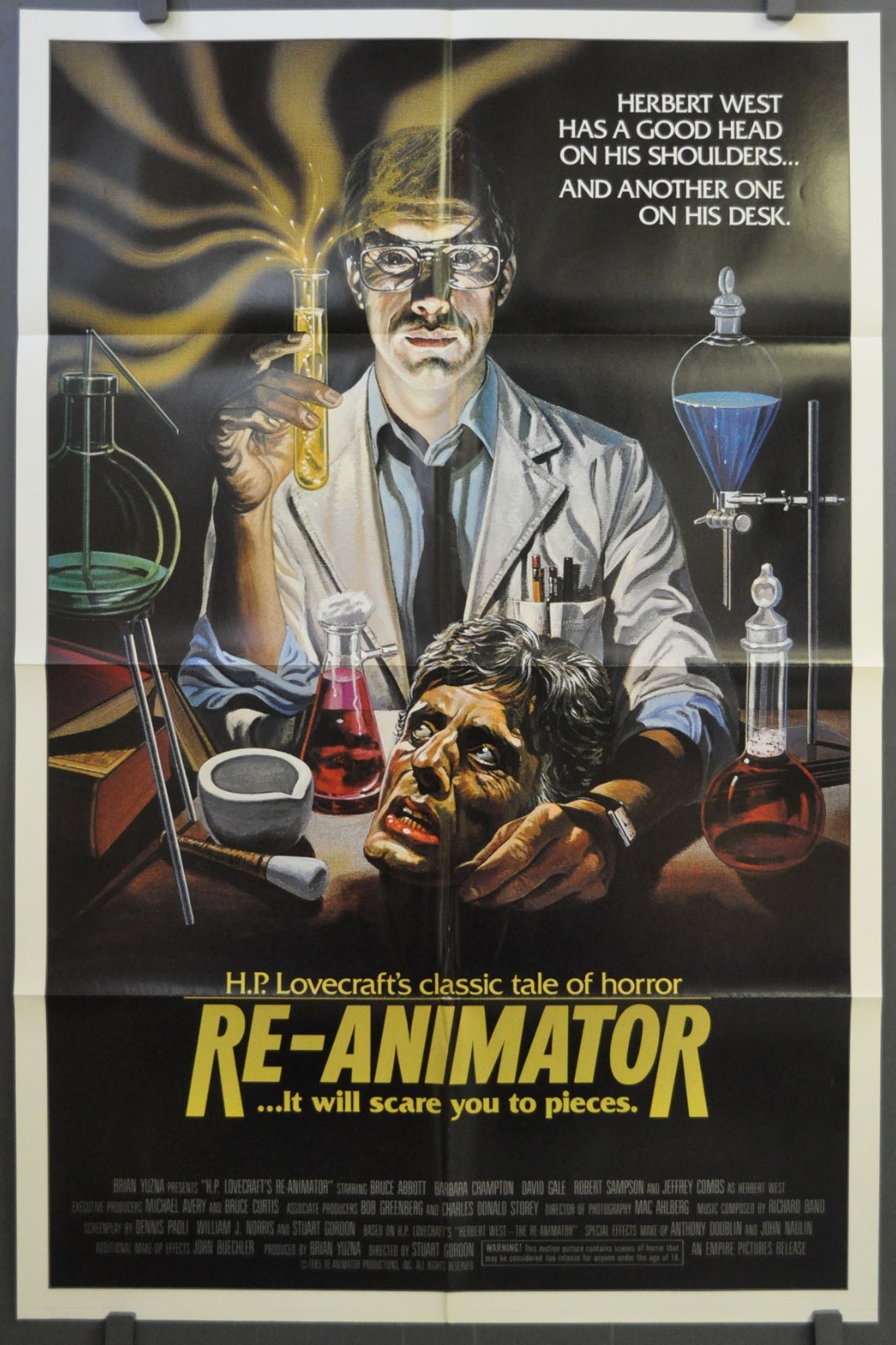 Re-Animator 1985 ORIG 27X41 ART-STYLE NM MOVIE POSTER JEFFREY COMBS BRUCE ABBOTT