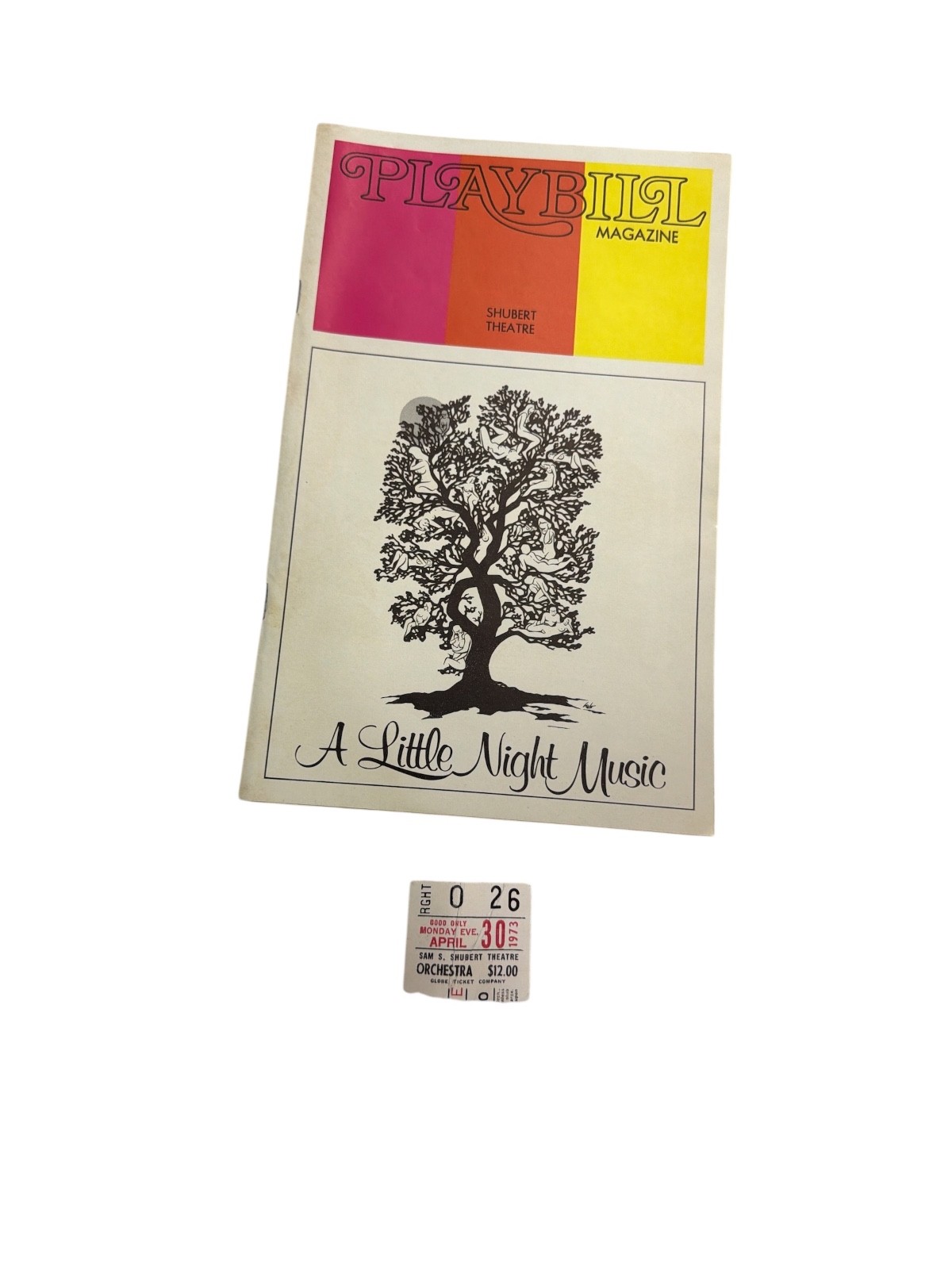 A Little Night Music Playbill 1973 Shubert Theatre Ticket Stub Sondheim Broadway