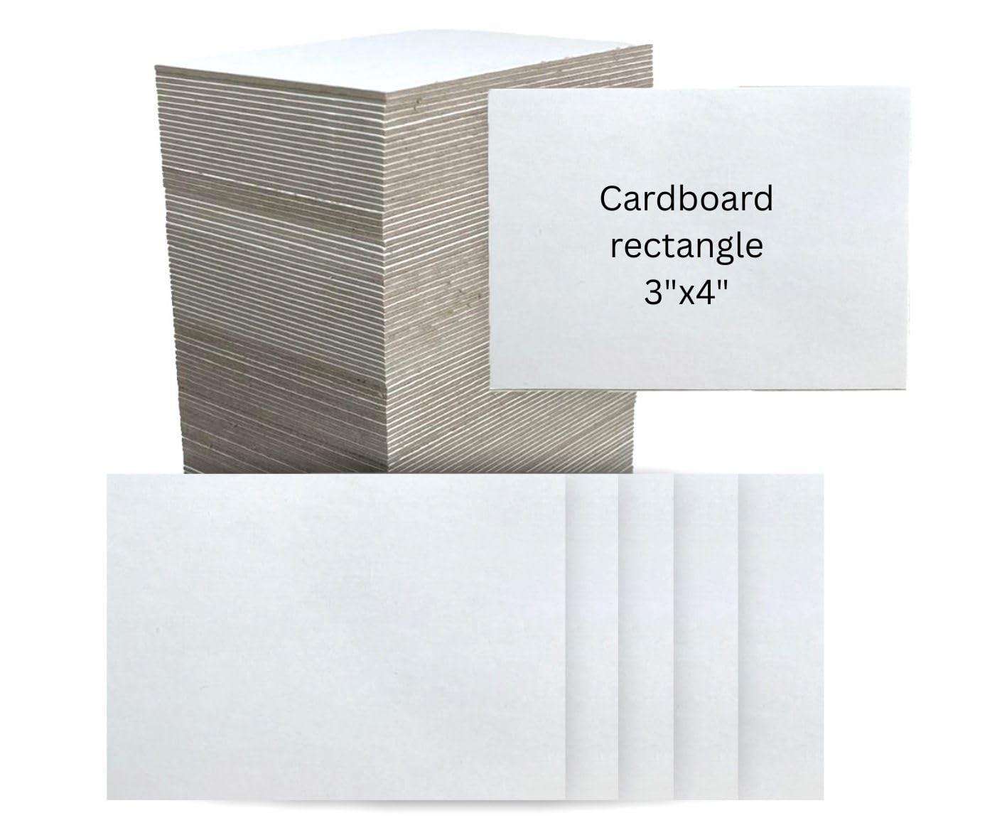 Premium White Cardboard Rectangles, 3×4 Inch, 1.5mm Thick Single-Sided, 50 Pa…