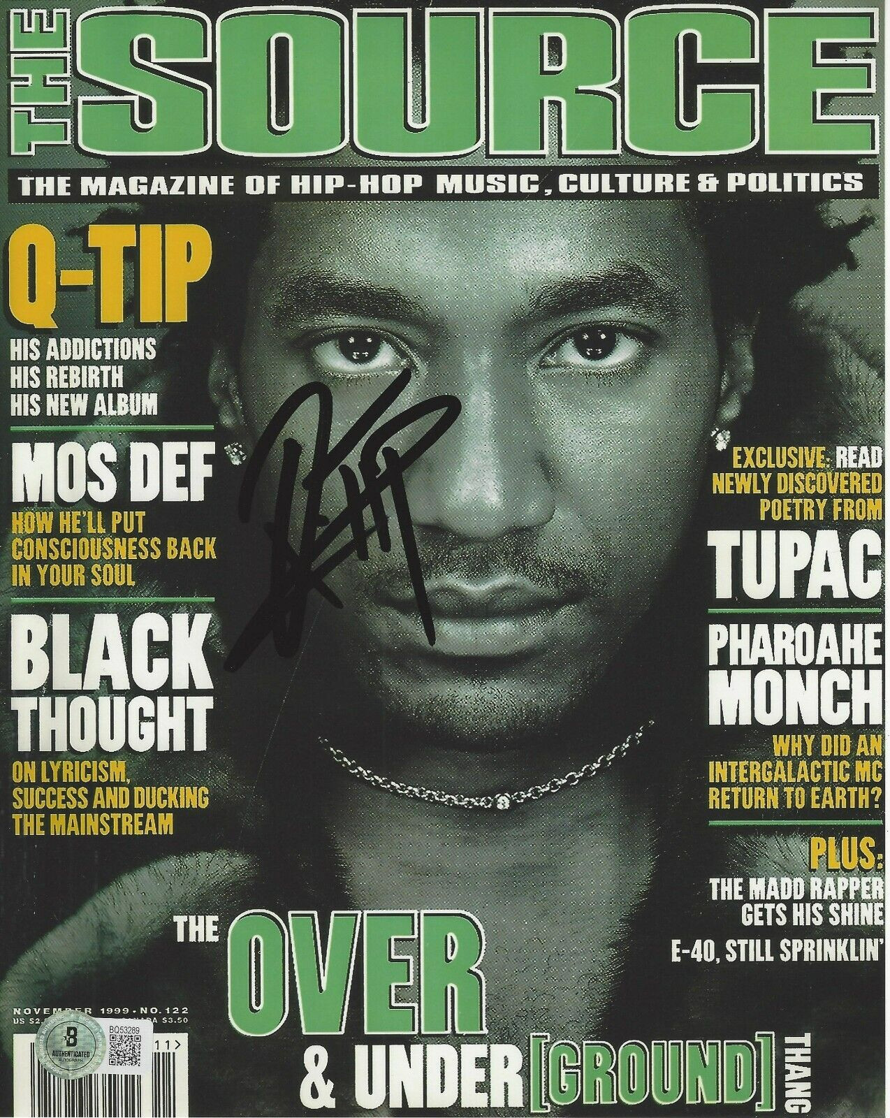 Q-TIP – A TRIBE CALLED QUEST SIGNED 8×10 PHOTO 5 RAPPER DJ PROOF BECKETT BAS COA