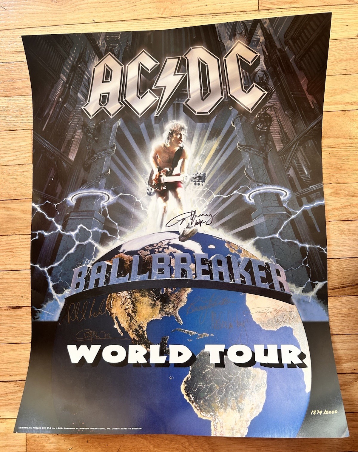 Angus Young AC/DC Band Signed Autographed Ballbreaker 18×24 Promo Poster #1874