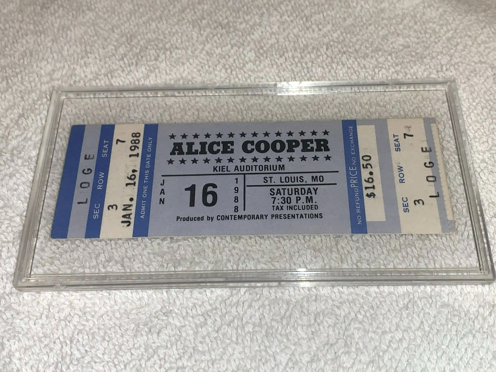 ALICE COOPER 1988 VINTAGE UNUSED CONCERT TICKET KIEL AUDITORIUM ST LOUIS MO blue