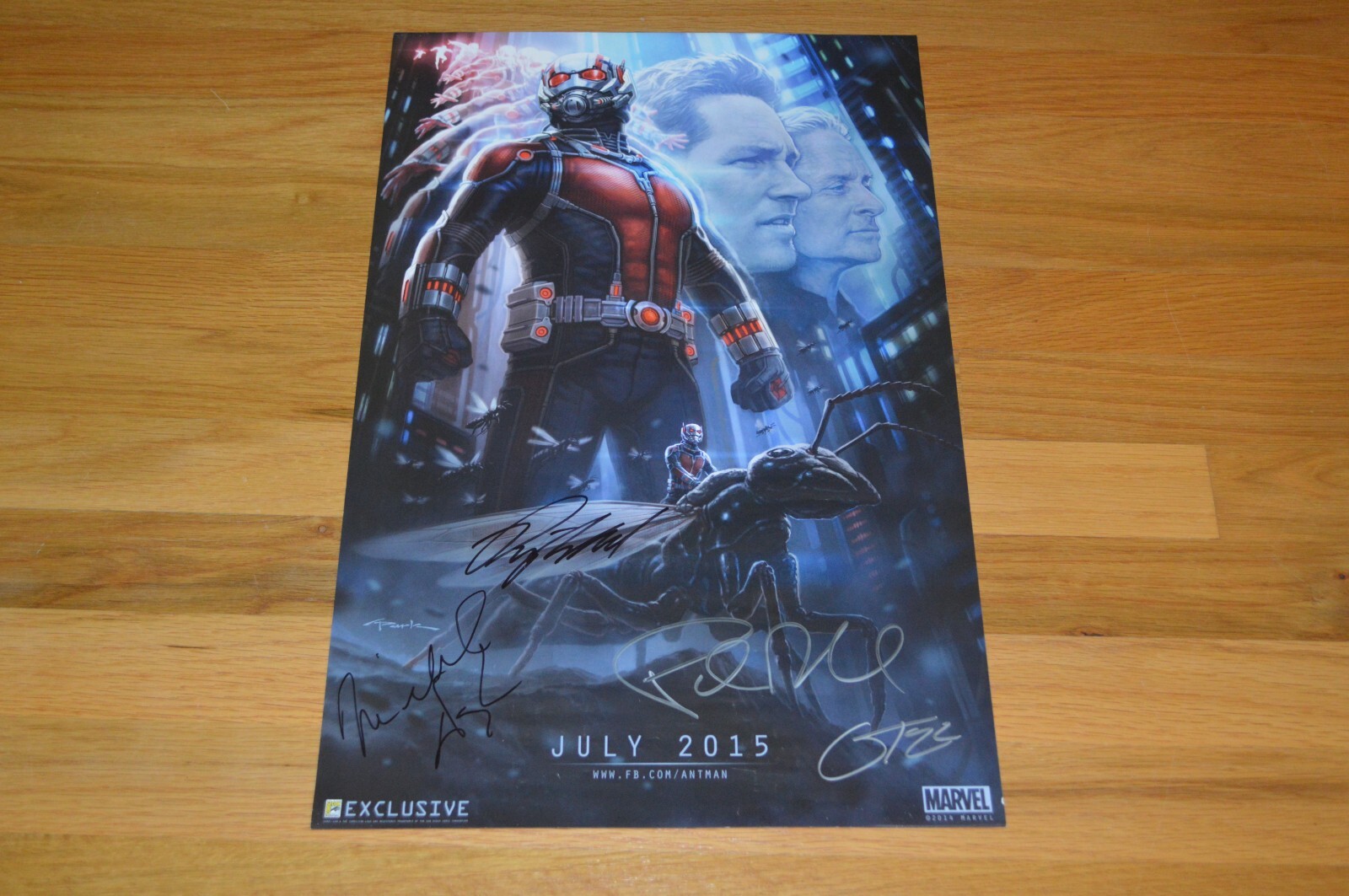 Michael Douglas / Paul Rudd +2 Signed 14×20 “Ant-Man” Poster with Autograph LOA
