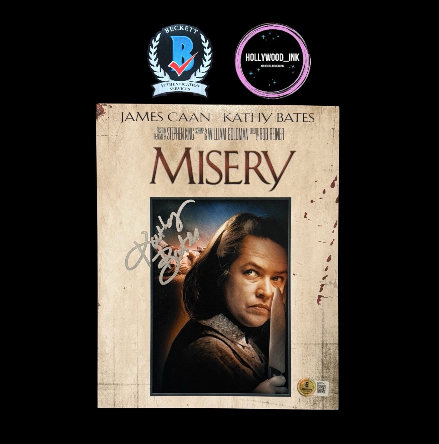 KATHY BATES SIGNED 8×10 AUTOGRAPH MYSERY ANNIE WILKES PHOTO BECKETT BQ95747