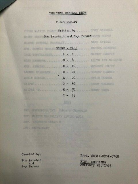 TONY RANDALL PILOT MTM TV SCRIPT