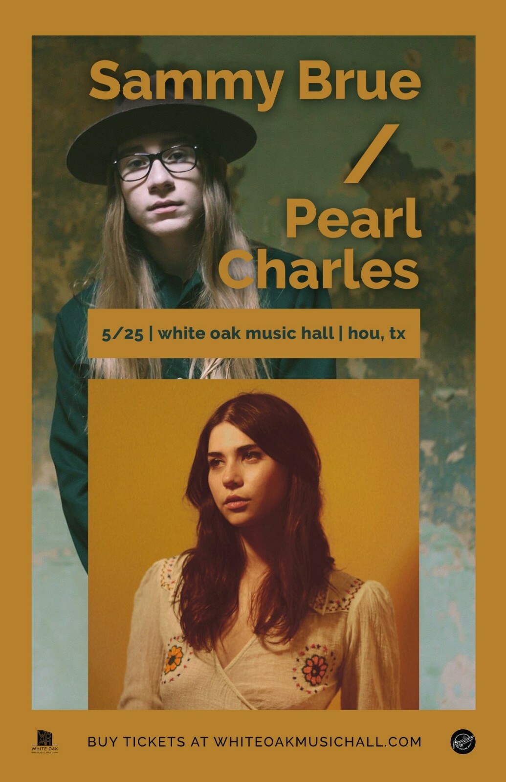 SAMMY BRUE/PEARL CHARLES 2018 HOUSTON CONCERT TOUR POSTER- Folk, Americana Music