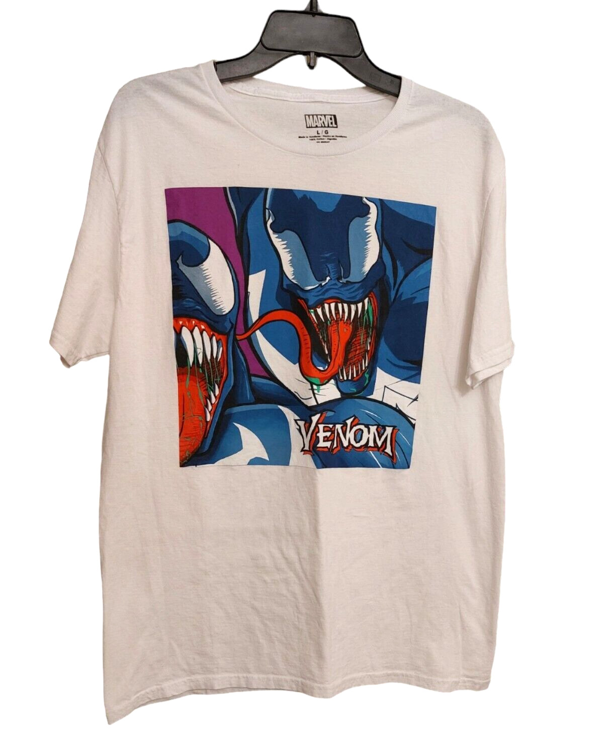 Marvel Venom T-Shirt White w/Graphic Short Sleeve 100% Cotton Tee Size L