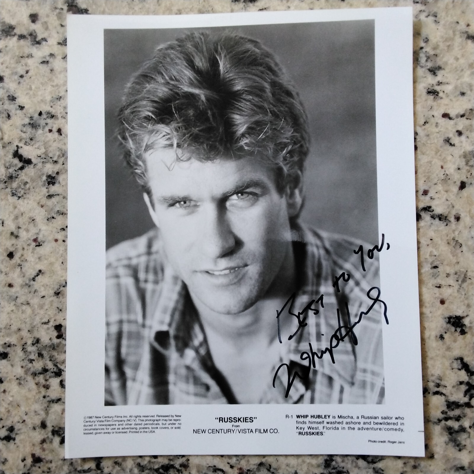 Whip Hubley SIGNED 1987 Photo Movie TV Actor Top Gun Russkies Coneheads Handsome