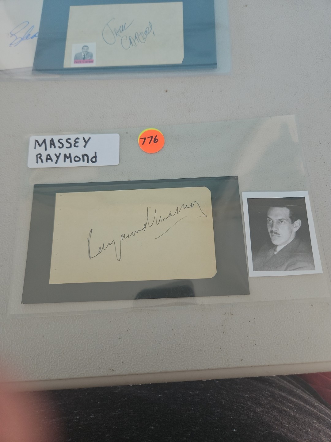 Raymond Massey Signed 4×2.5 Piece Of Paper