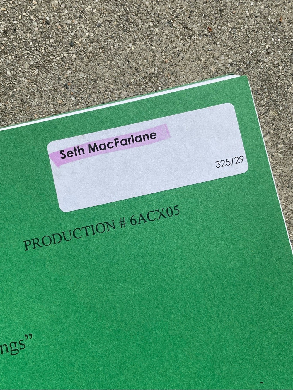 Family Guy SETH MACFARLANE 2007 Three Kings Production Draft Scripts Highlights