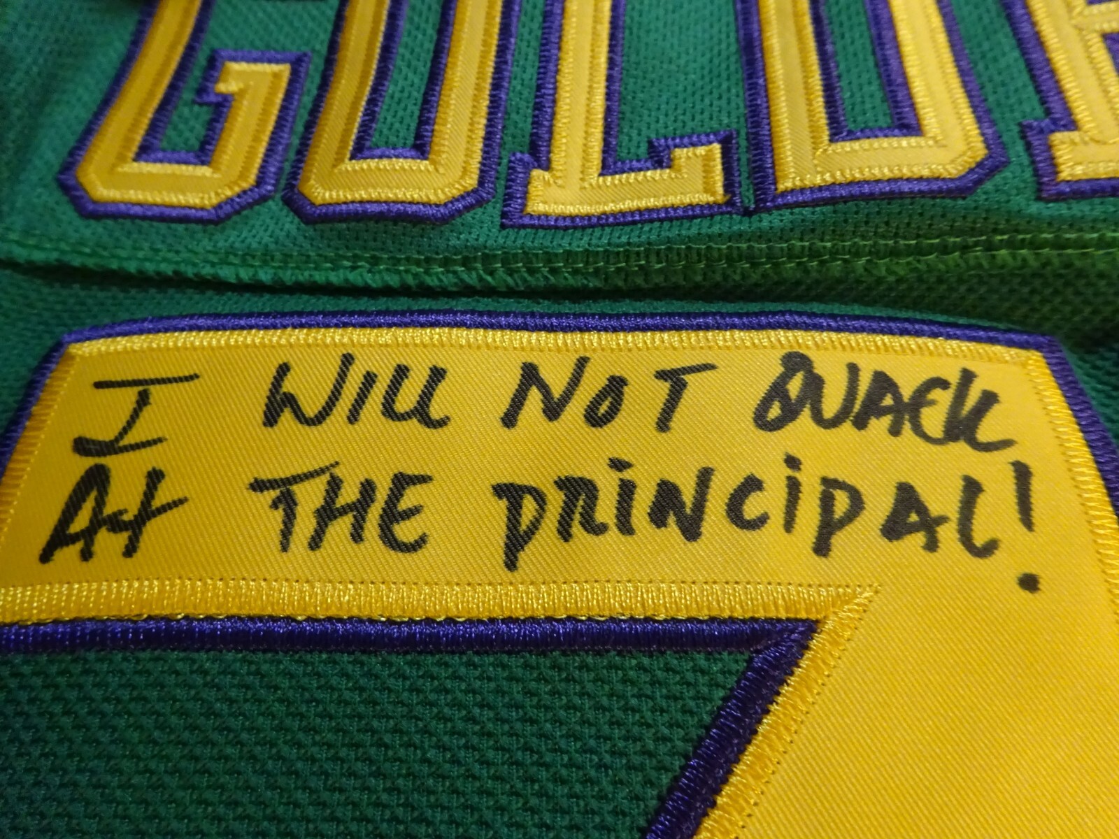 Signed Shaun Weiss Autographed Inscriptions Mighty Ducks Goldberg Jersey PSA COA
