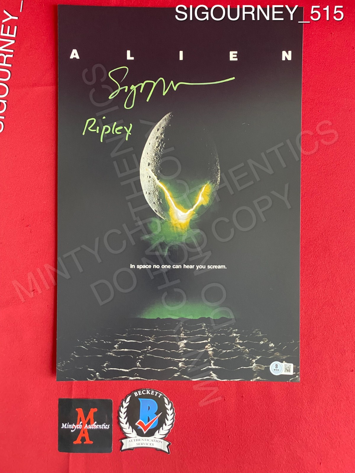 Sigourney Weaver autographed signed 11×17 photo Aliens Ripley Beckett COA